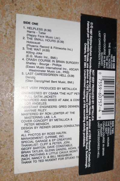 Metallica : The $5.98 E.P. - Garage Days Re-Revisited (Cass, EP, Club, Dol)
