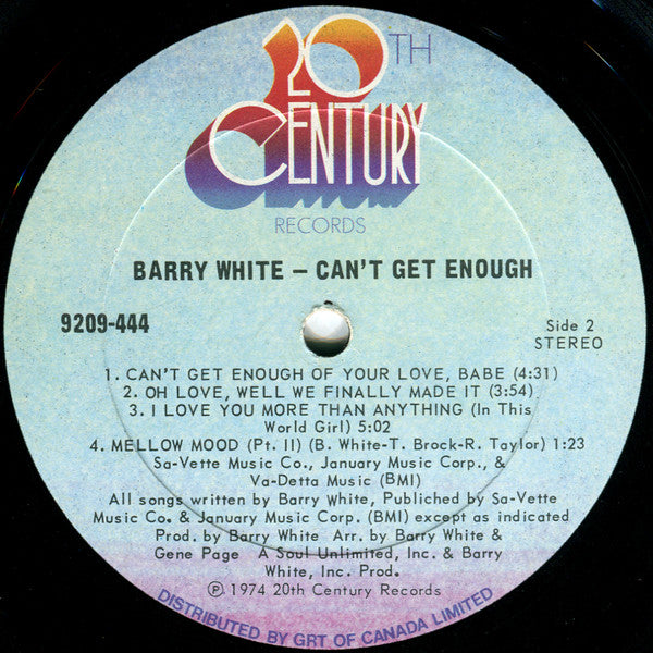 Barry White : Can't Get Enough (LP, Album)
