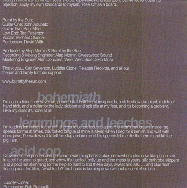 Burnt By The Sun & Luddite Clone : Split Release (CD, EP)