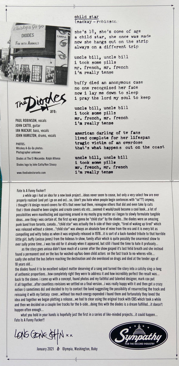 The Diodes : Child Star (7", Single, Gre)