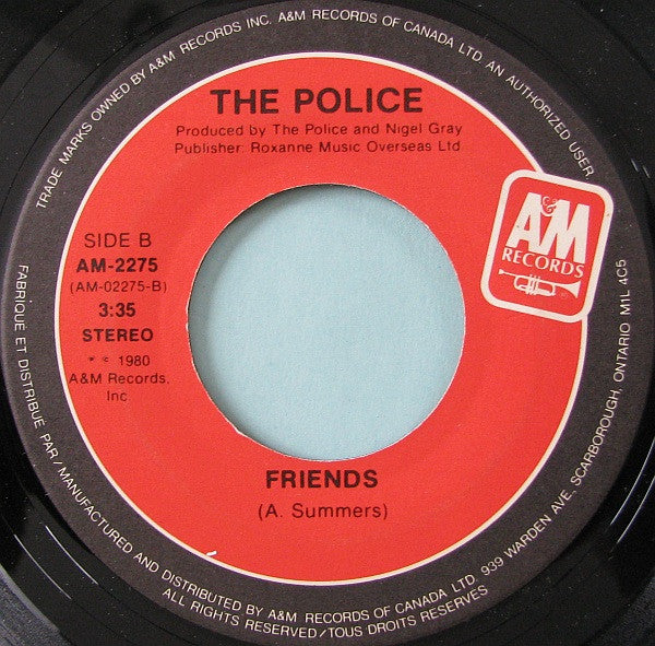 The Police : De Do Do Do, De Da Da Da / Friends (7", Single, Red)