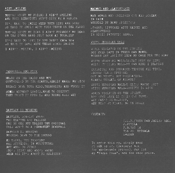 Times Square Preachers : Don't Be Numb!!! (7", EP, RP, W/Lbl, 2nd)