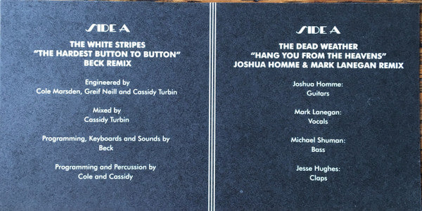 The White Stripes / The Dead Weather : The Hardest Button To Button (Beck Remix) / Hang You From The Heavens (Josh Homme & Mark Lanegan Remix) (7", Ltd)