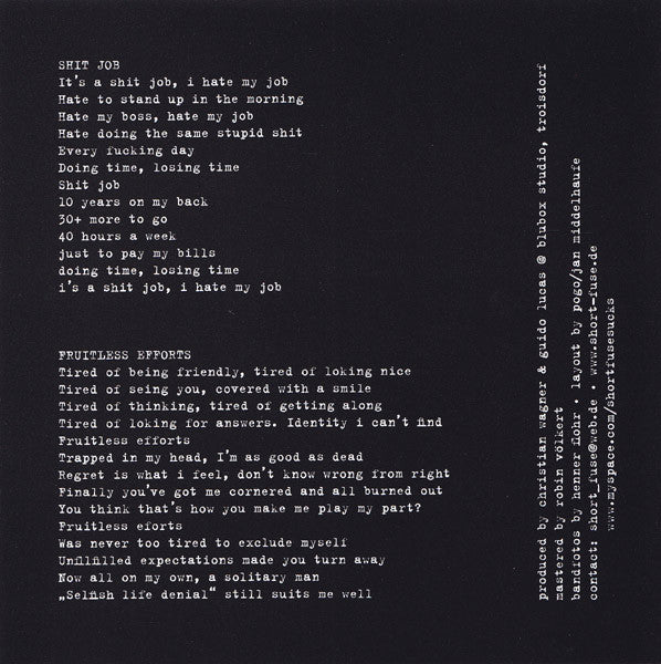 Short Fuse (2) : Fruitless Efforts (7", EP)