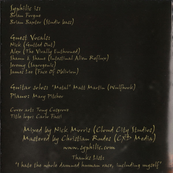 Syphilic : A Composition Of Murder (CD, Album)