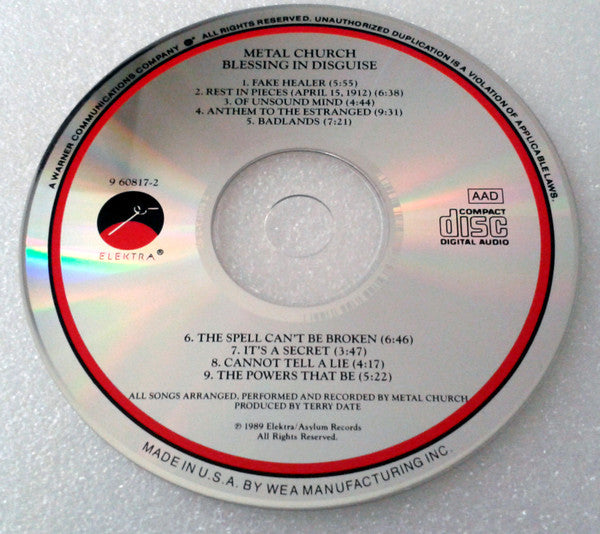 Metal Church : Blessing In Disguise (CD, Album, RP)