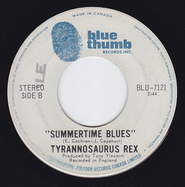 Tyrannosaurus Rex : Ride A White Swan / Summertime Blues (7", Single)
