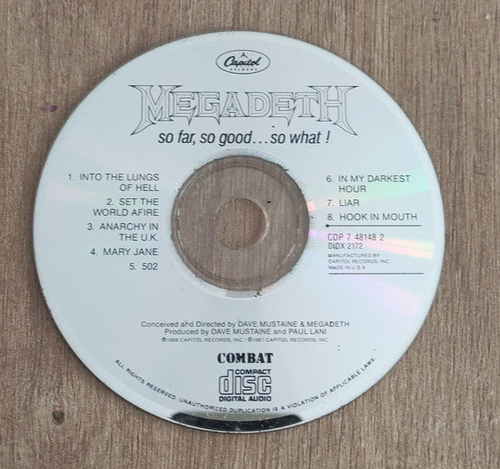 Megadeth : So Far, So Good... So What! (CD, Album, RP)