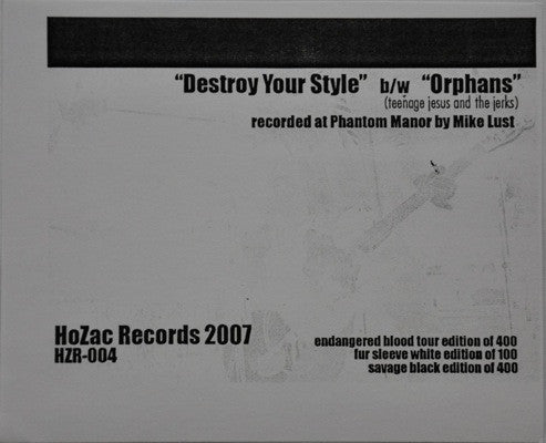 White Savage : Destroy Your Style (7", Single, RP, Red)