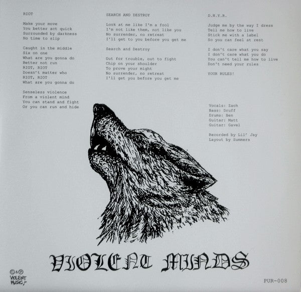 Violent Minds : Riot E.P. (7", EP)