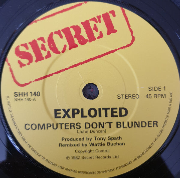 The Exploited : Computers Don't Blunder (7", Single)