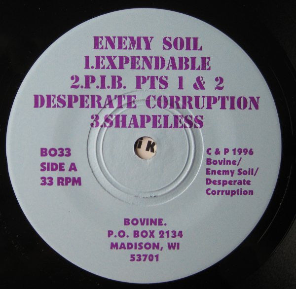 Enemy Soil / Desperate Corruption : Enemy Soil / Shapeless (7", EP)