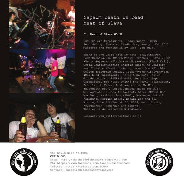 Napalm Death Is Dead : Meat Of Slave (7", S/Sided, EP, Whi)