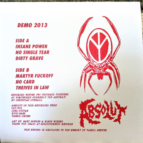 Absolut (7) : Demo 2013 (7", EP, Red)