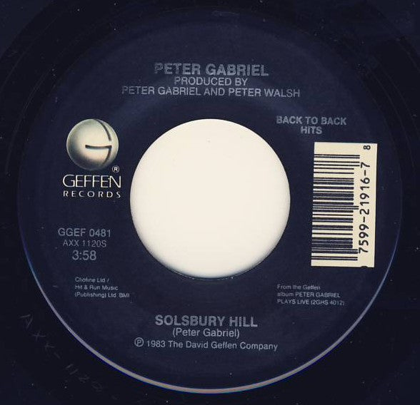 Peter Gabriel : Solsbury Hill / Shock The Monkey (7", Single, RE)
