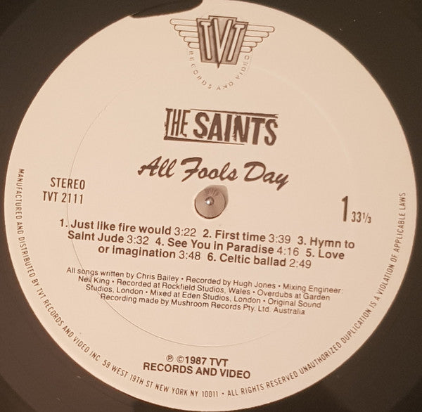 The Saints (2) : All Fools Day (LP, Album, Whi)