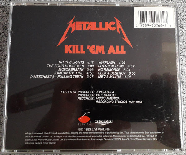Metallica : Kill 'Em All (CD, Album, M/Print, RE, RM, RP)