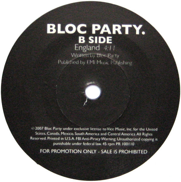 Bloc Party : The Prayer (7", Single, Promo)