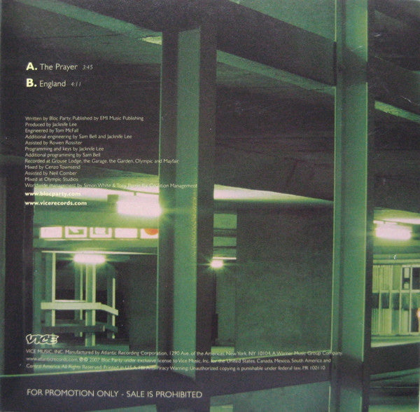 Bloc Party : The Prayer (7", Single, Promo)