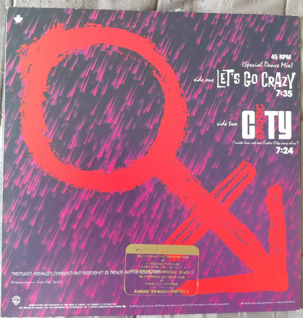 Prince And The Revolution : Let's Go Crazy (12", Maxi)