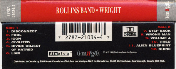 Rollins Band : Weight (Cass, Album, Chr)