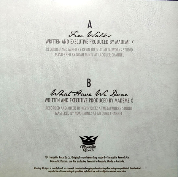 Mademe X : Fire Walks (7", Single)