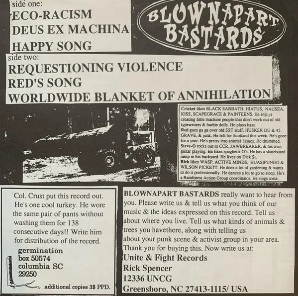 Blownapart Bastards : Requestioning Violence (7")