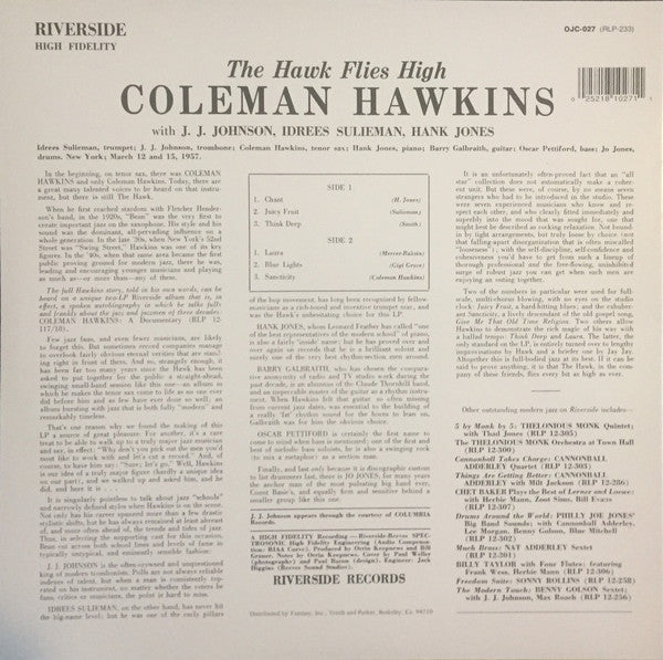 Coleman Hawkins : The Hawk Flies High (LP, Album, Mono, RE, RP)