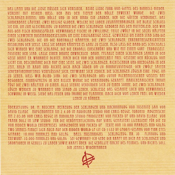 Fucked Up : Two Snakes = Zwei Schlangen (7", RP, Col)