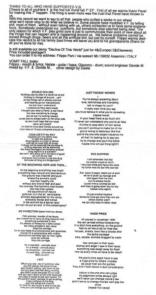 Vomit Fall : At The Beginning Now And Then... (7")