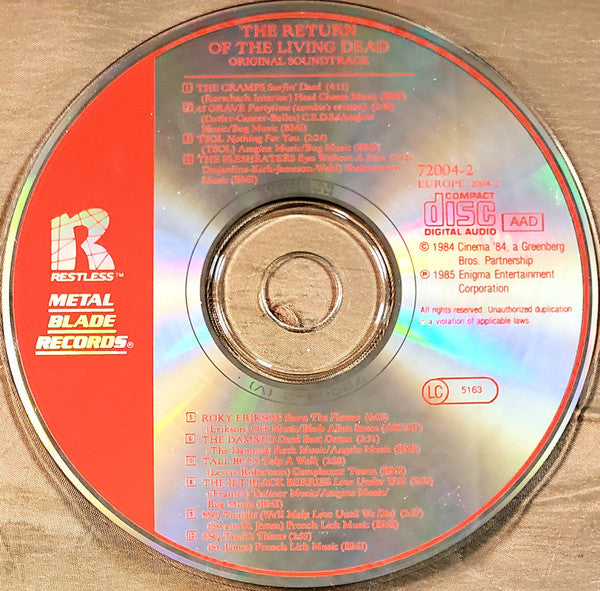 Various : The Return Of The Living Dead (Original Soundtrack) (CD, Album, RE)