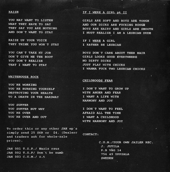 C.U.M. : C.U.M. (7", W/Lbl, Blu)