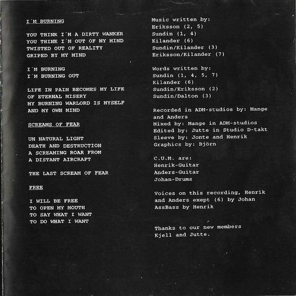 C.U.M. : C.U.M. (7", W/Lbl, Blu)