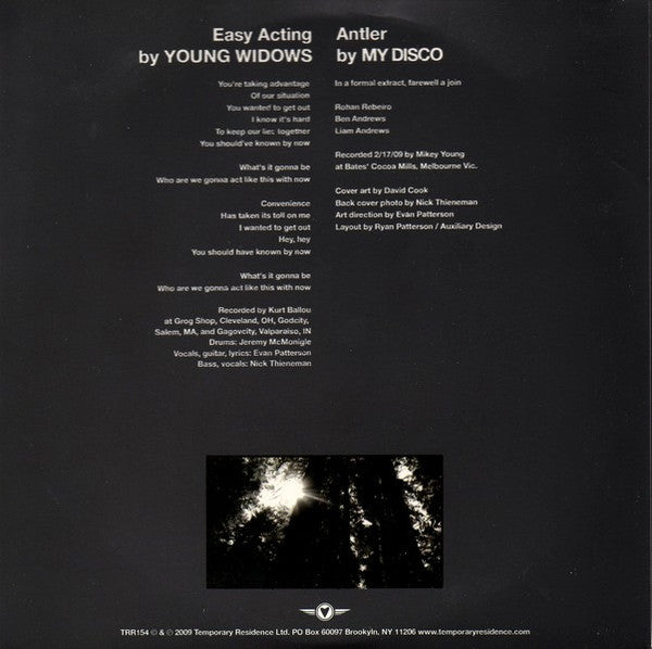 Young Widows / My Disco : Easy Acting / Antler (7", Ltd)