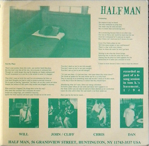 Half Man / Kisses And Hugs : Half Man / Kisses And Hugs (7")