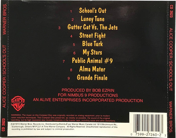 Alice Cooper : School's Out (CD, Album, RE)