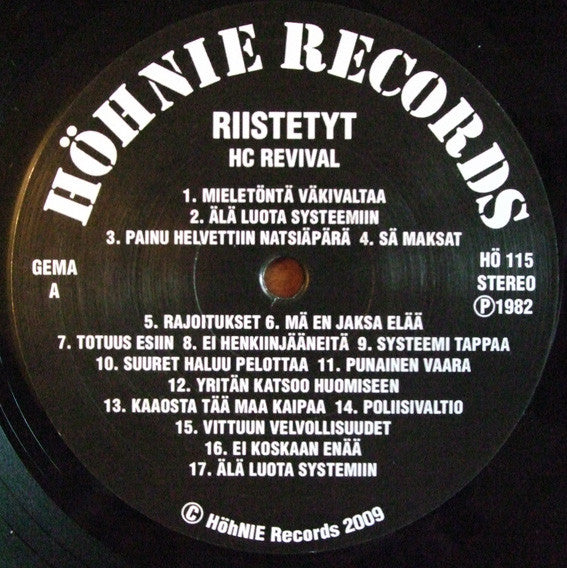 Riistetyt : HC Revival (1982 - 1983) (LP, Album, RE)