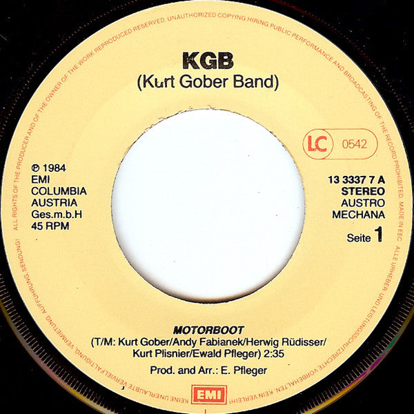 KGB (Kurt Gober Band)* : Motorboot (7", Single)