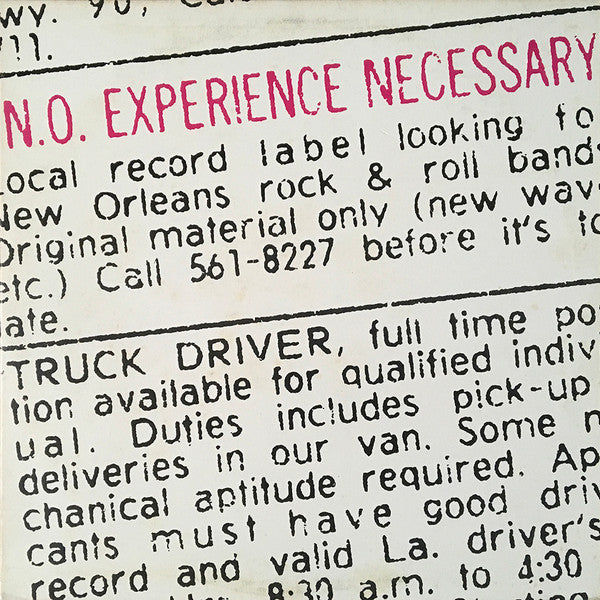Various : N.O. Experience Necessary (LP, Comp)