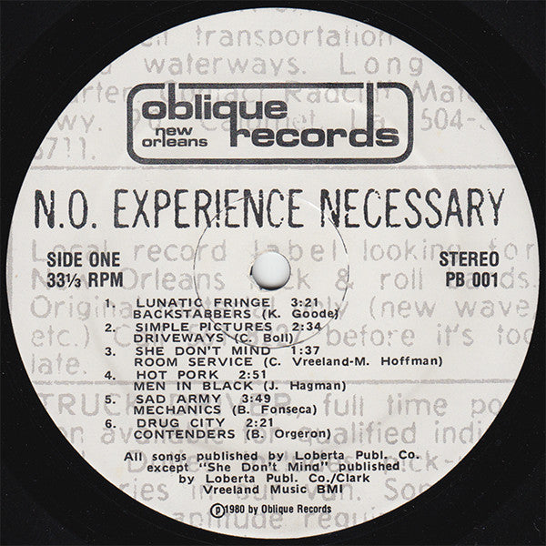 Various : N.O. Experience Necessary (LP, Comp)