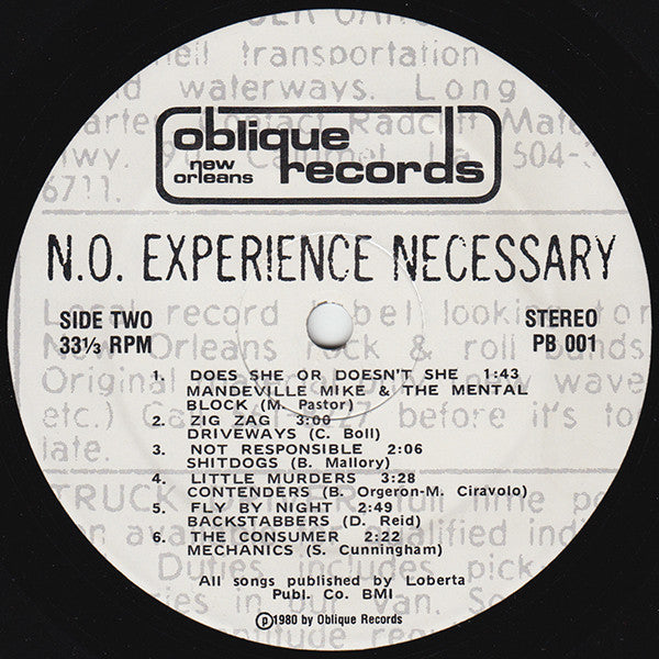 Various : N.O. Experience Necessary (LP, Comp)