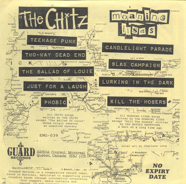The Chitz, The Moaning Lisas : Eastern Canada Punk Split! (7")