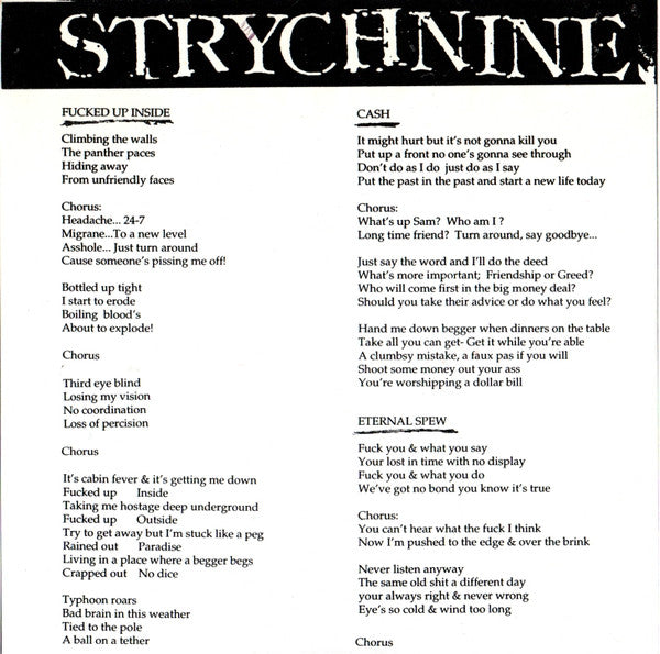 Strychnine (2) : Fucked Up Inside (7", Red)