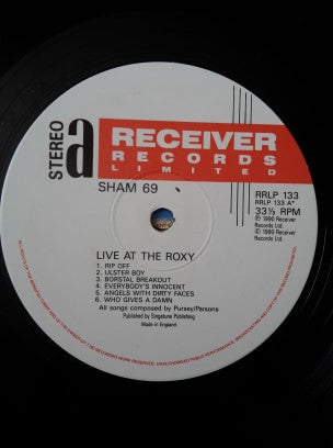 Sham 69 : Live At The Roxy Club (LP, Album, Gat)