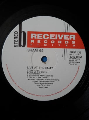 Sham 69 : Live At The Roxy Club (LP, Album, Gat)
