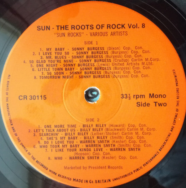 Various : Sun: The Roots Of Rock: Volume 8: Sun Rocks (LP, Comp, Mono)