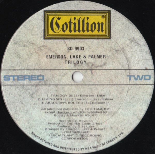 Emerson, Lake & Palmer : Trilogy (LP, Album, RE, Gat)