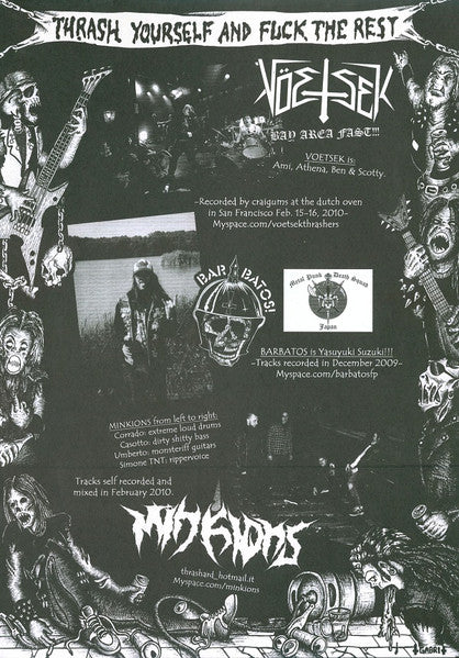 Vöetsek / Barbatos / Minkions : Thrash Yourself And Fuck The Rest (12", S/Sided)