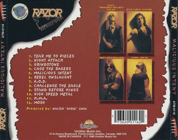 Razor (2) : Malicious Intent (CD, Album, RE)