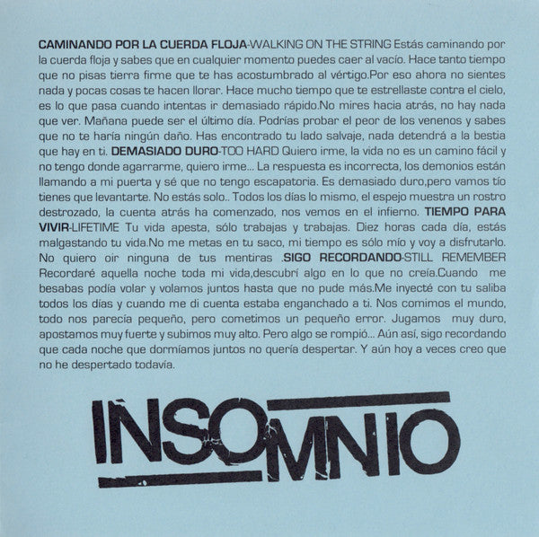 Insomnio : Walking On The String (7", EP, Blu)